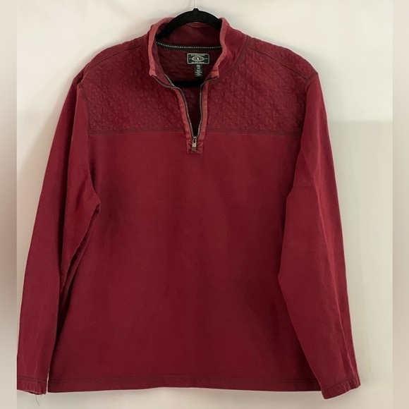 GH Bass 1/4 Zip Pullover Sweatshirt Quilted Burgandy Mens Size XXL Cotto… - Picture 1 of 4